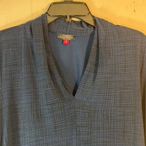 Vince Camuto Navy/black Checkered Top 3/4 sleeve
